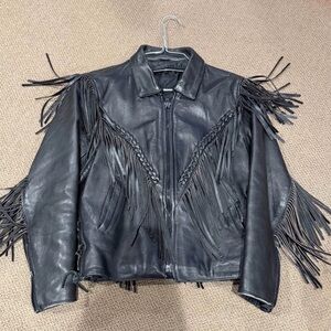 Black Fringe Leather Jacket